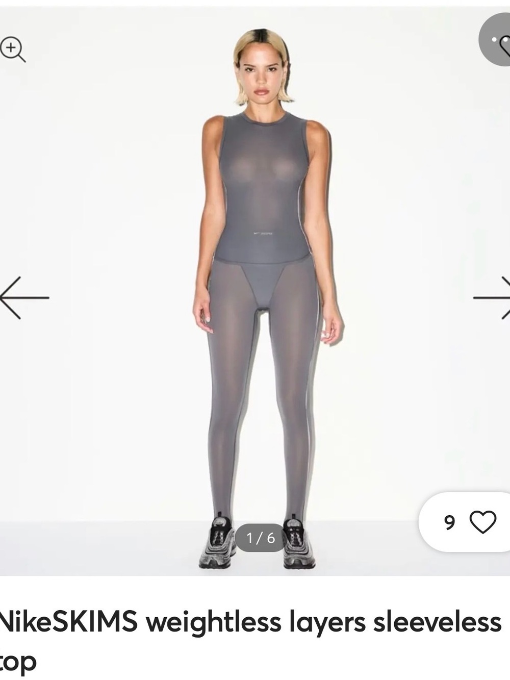 NikeSKIMS Weightless Layers Sleeveless Top - Gray XXS